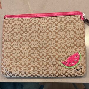Coach Tan and Pink iPad case with Watermelon Design